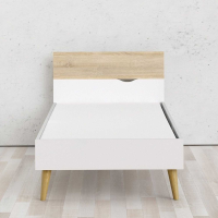 Retro Modern Euro 3ft Single Bed 90 x 200cm in White and Oak