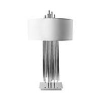 77cm Nickel Table Lamp With White Silk Shade