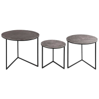 Modern Set of 3 Round Silver Finish Aluminium Metal Nest of Side Tables 51x60cm