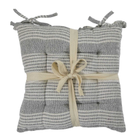 Green Recy Cotton Stripe Seatpad Grey 2pk