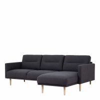 Modern Dark Grey Fabric Right Hand Corner Sofa Chaise on Oak Legs