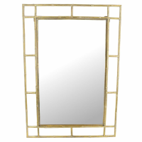 Vintage Style Rectangular Metal Bamboo Antique Gold Finish Wall Mirror 69.5 x 3cm
