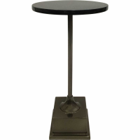 Northwich Side Table Metallic Black Nickel Finish on Square Green Marble Base