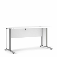 Prima Desk 150 cm in White With Silver grey steel legs