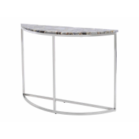 Agate Stone Crescent Half Moon Large Hall Console Table On Polished Nickel Stainless Steel Frame 110x80x30cm
