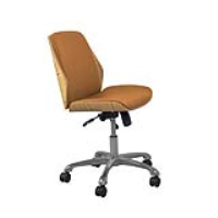 Universal Oak Veneer Swivel Office Chair with Tan Faux Leather Upholstery 84x53cm