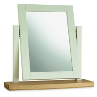 Hampstead Soft Grey Painted And Pale Oak Bedroom Vanity Dressing Table Swing Mirror 54x52x18cm