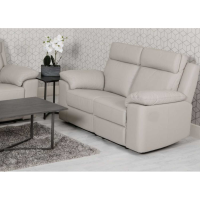 Modern Fixed 2 Seater Sofa Light Putty Grey Leather 154cm Wide