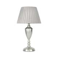 53cm Satin Silver Metal Base With Pleated Gray Shade Table Lamp