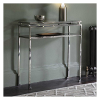 Ultra Modern Silver Stainless Steel Metal Hallway Console Hall Table Glass Top