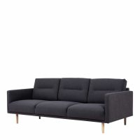 Modern Dark Grey Fabric Upholstered 3 Seater Living Sofa With Light Oak Leg 79x210cm