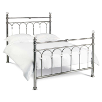 Modern Shiny Nickel Metal King Size Bed 5ft or 150cm with Crystal Details