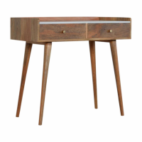 Nordic Style Solid Mango Wood Console Hall Table with White Marble Top 82x90cm