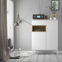 Modern Classic White Painted Oak Sideboard 2 Door 1 Drawer 119cm Tall