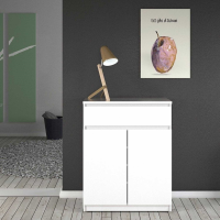 Modern Style White High Gloss 1 Drawer 2 Door Small Sideboard Buffet 100x80.4cm