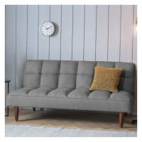 Frost Grey Fabric Upholstered Sofa Bed Quilted Square Padded Design 182cm Wide