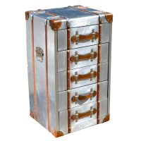 Industrial Aluminium Silver Tallboy Chest of 5 Drawers London Urban Chic 71x41cm