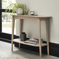 Dansk Scandi Style Oak Wood Console Hall Table with Bottom Shelf