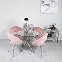 130cm Round Dining Set With 4 Pink Orb Chairs