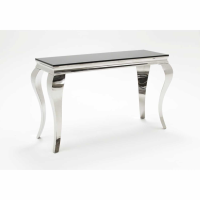 Louis Modern Console Table with Black Glass Top and Polished Chrome Legs