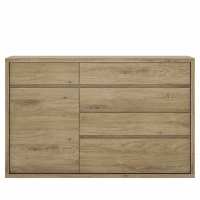 Living Room Oak Finish 1 Door 5 Drawer Storage Cupboard 136cm Wide x 87cm Tall