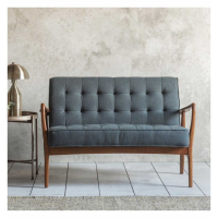 Modern Dark Grey Elegant Linen 2 Seater Sofa on Ash Frame With Arm Rest 117cm Wide
