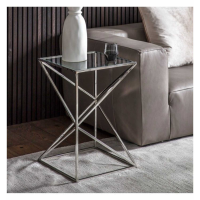 Modern Style Parma Glass And Metal Silver Finish Square Side Table 63.5 x 43cm