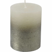Libra White Pillar Candle With Metallic Green Ombre Base 7x19cm