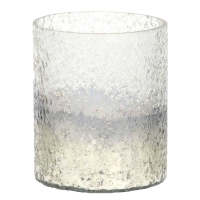 Lustre Silver Cylindrical Candle Holder