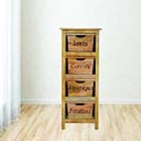 Retro Style Mango Wood Kitchen Vegetable Rack With 4 Wooden Baskets Drawers 100x45cm