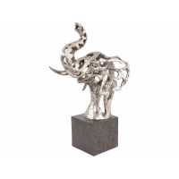 Addo Abstract Elephant Head Sculpture in Silver Resin