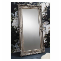 Solid Wood Framed Silver Finish Extra Large Leaner Rectangular Wall Mirror 88x177cm