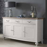 Modern Sideboard Large Grey Painted Washed Oak Top 3 Doors 3 Drawers 155cm Wide