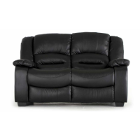 Barletta Modern PU Leather Upholstered 2 Seater Fixed Black Sofa 153cm Wide