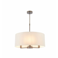 Modern Antique Large Bronze White Shaded Living Room 3 Pendant Light 65.5 x 50cm