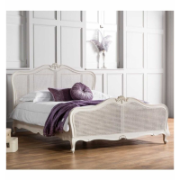 French Style 150cm 5ft King Size Cane Bed Frame Mindy Ash Vanilla White Painted