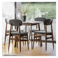 Mid Century Style Dark Acacia Wood Marble Top Round Bistro Dining Table 76x90cm