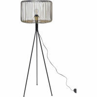 Tova Black Painted Decorative Tripod Floor Lamp With Gold Detailed Wire Shade 119 x 41cm