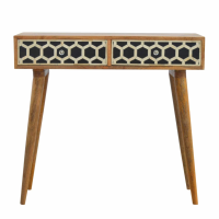 Nordic Style Mango Wood Bone Inlay Front 2 Drawer Living Room Console Table 78 x 86cm