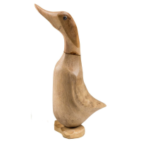 Modern Style Wooden Hand Carved Natural Finish Small Ornamental Duck 21 x 8cm