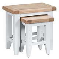 Modern Style Oak Wood Top White Painted Finish Nest Of 2 Living Room Tables 50 x 50cm