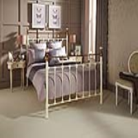 Traditional Ivory Cream Painted Brass Metal 4ft6in Double Bed Frame 135cm