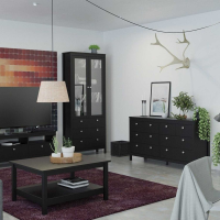 Modern Matt Black 8 Drawer Bedroom Double Chest With Metal Handles 79.7 x 159.4cm