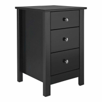 Black Shaker Style Simple 3 Drawer Bedside Table Chest 40cm Wide x 60cm Tall