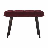 In1448 Wine Red Velvet Deep Button Bench