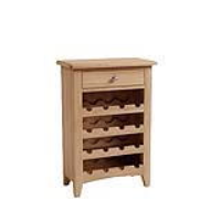Industrial Style Oak Wood 16 Bottle Holder Kitchen Wine Cabinet With Drawer 80 x 55cm