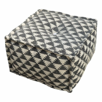 Durrie Grey White Triangle Pattern Pouffe