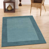 Origins Borders Modern Handloom Woven Pure Wool Rug in Duck Egg 160x230cm