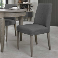 Silver Grey Wooden Kitchen Dining Room Chair Slate Grey Fabric Upholstered