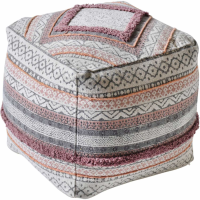 Ovisi Hand Woven Pit Loom Multi Colour Cotton Pouffe